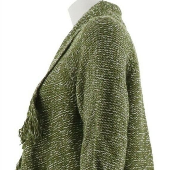 NWT C. WONDER CASCADE FRINGE CARDIGAN SMALL OLIVE - Picture 3 of 10